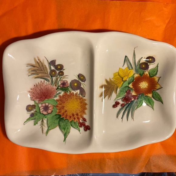 AUTUMN ~COLORED Porcelain Ceramic 2-sided DISH - Picture 3 of 14